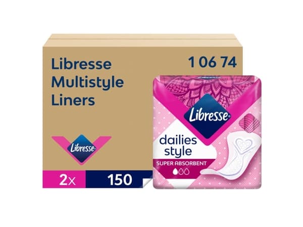 Trosskydd Libresse Multistyle Dispenser Refill utan parfym vit 2x150st,2 pk x 150 st/krt