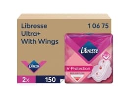 Bind Libresse Ultra+ Vingdispenser refill utan parfym vit 2x150st,2 pk x 150 st/krt