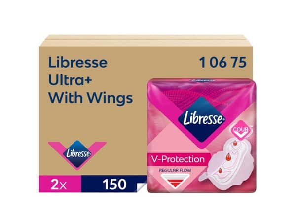 Bind Libresse Ultra+ Vingdispenser refill utan parfym vit 2x150st,2 pk x 150 st/krt