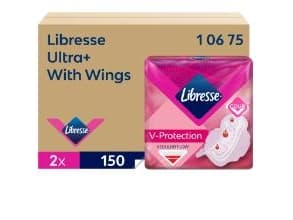 Bind Libresse Ultra+ Vingdispenser refill utan parfym vit 2x150st,2 pk x 150 st/krt