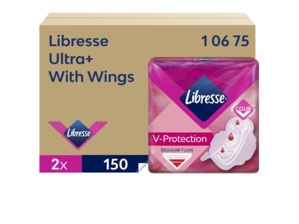 Bind Libresse Ultra+ Vingdispenser refill utan parfym vit 2x150st,2 pk x 150 st/krt