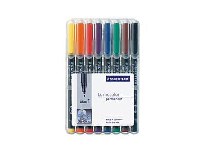STAEDTLER Lumocolor 318 - Fiberspetspenna - permanent - för overhead-diapositiv - blandade färger - 0.6 mm - fin (paket om 8)