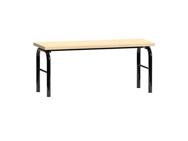 Fristående bänk, svart stativ och bänksits i björk, bredd 1500 mm