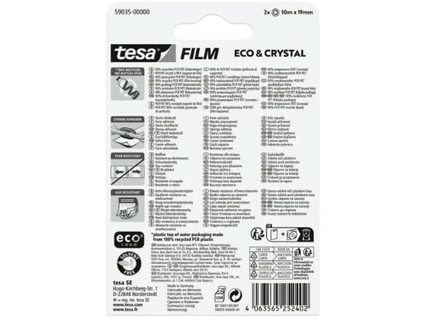 tesa ECO & CRYSTAL 59034-00000-00 Tape #####tesafilm® Eco & Crystal Transparent (L x B) 33 m x 19 mm 1 stk.