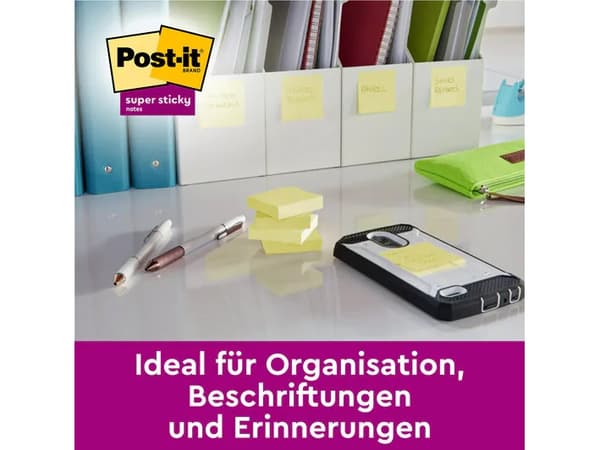 Post-it Super Sticky 655-P16SSCY-EU - Noter - 76 x 127 mm - 1440 ark (16 x 90) - kanarigul