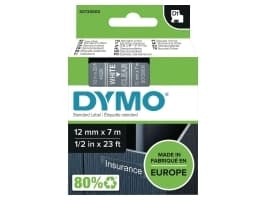 DYMO D1 - vakiopolyesteritarrat - Valkoinen läpinäkyvällä -12mm x 7m, Valkoinen läpinäkyvällä, Polyesteri, Belgia, -18 - 90 °C, DYMO, LabelManager, L