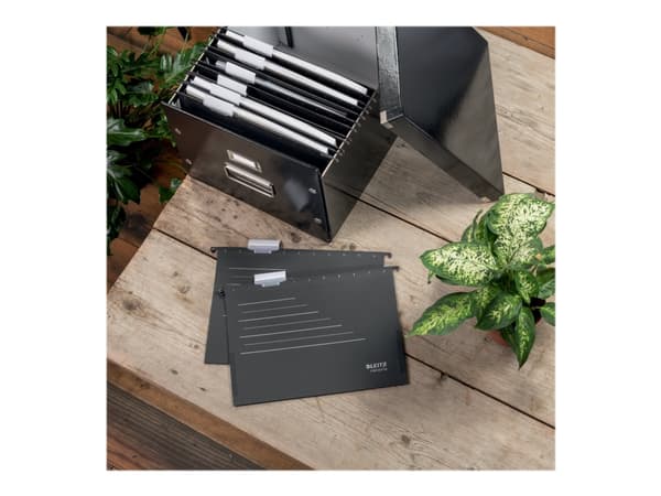 Leitz ALPHA - Hengefil - V-sokkel, 15 mm - for A4 (210 x 297 mm) - kapasitet: 150 ark - med fliker - svart, light gray print
