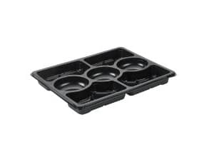 Bakke Zen Tapas 7-Rum Rektangulær 1518ml L320xB250xH33mm RPET Sort,2 ps x 60 stk/krt