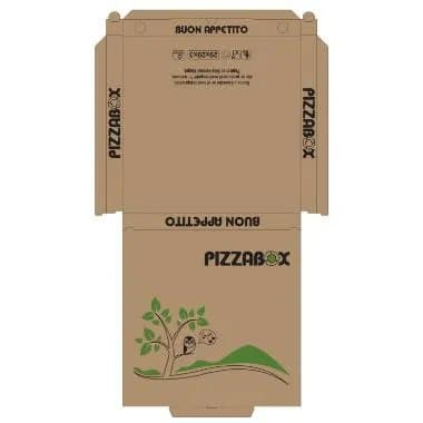 Pizzalaatikko TWK/242/E Malli C L32xS32xK3cm ruskea painatuksella Pizzalaatikko, 100 kpl/krt