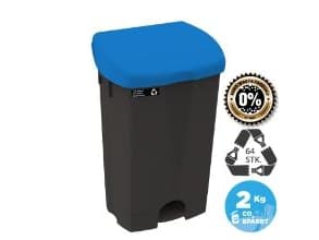Affaldsbeholder Nordic Recycle 50ltr sort med blåt låg pedalspand,stk