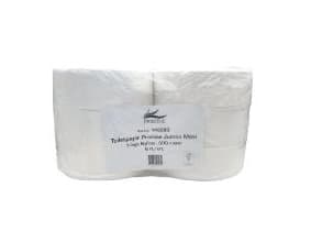 Toiletpapir Pristine Jumbo Maxi 1-lag Ø27cm L600mxB9.1cm Nyfiber Hvid,6 rl/krt