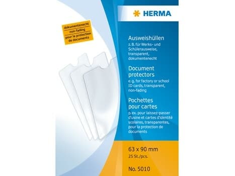 HERMA Ausweish?llen 63 x 90 mm, f?r Werk--Sch?lerausweis aus Polypropylen - 25 St?ck (5010)