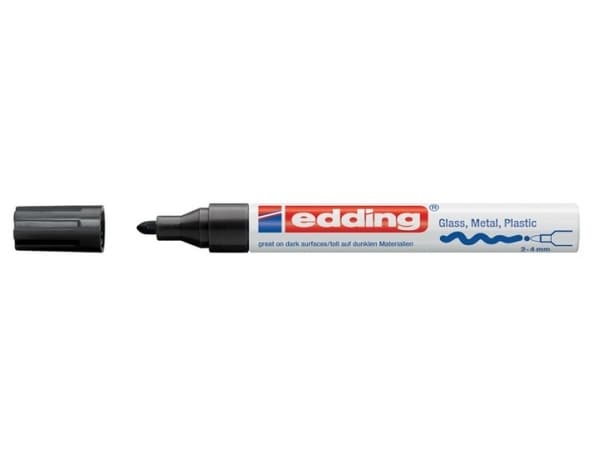Edding 750, Svart, Svart, Vit, 1 färger, Rundad spets, Rund, 2 mm