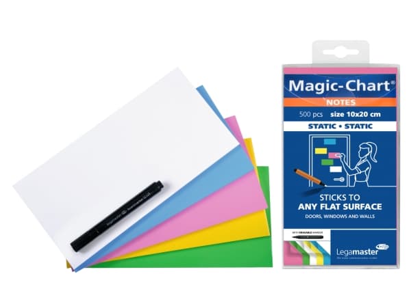 Legamaster Magic-Chart notes 10x20cm sorterade 500st, Blå, Grön, Rosa, Vit, Gul, Polypropylen (PP), 100 mm, 200 mm, 464 g, 113 mm