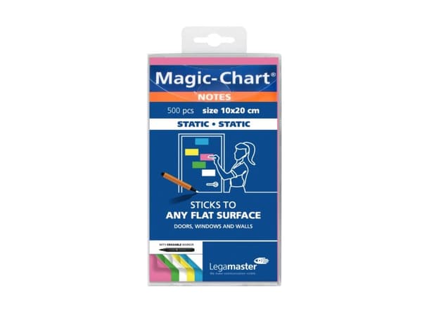 Legamaster Magic-Chart notes 10x20cm sorterade 500st, Blå, Grön, Rosa, Vit, Gul, Polypropylen (PP), 100 mm, 200 mm, 464 g, 113 mm