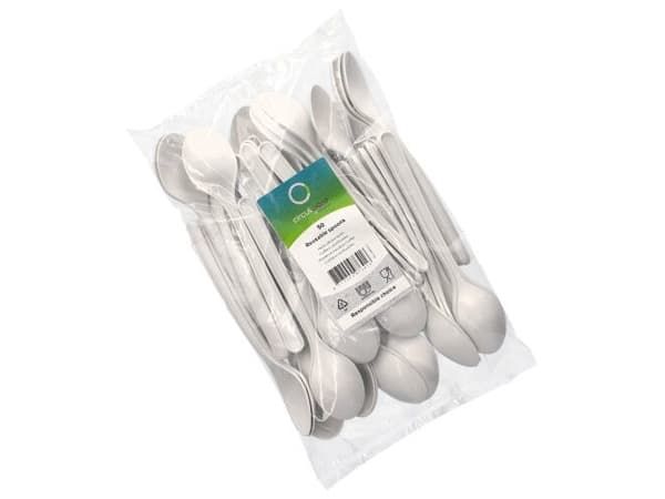 Papstar 96432, Engangsskje (suppeskje), Polypropylen, Hvit, 185 mm, Polybag, 50 stykker