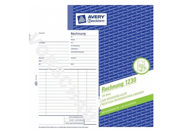 Avery 1230, Sininen, Valkoinen, Paperi, 210 mm, 148 mm