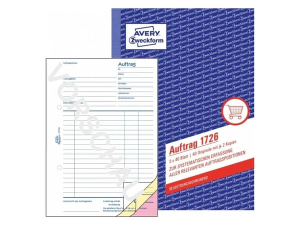 Avery 1726, Vaaleanpunainen, Valkoinen, Keltainen, A5, 148 x 210 mm, 40 sivua