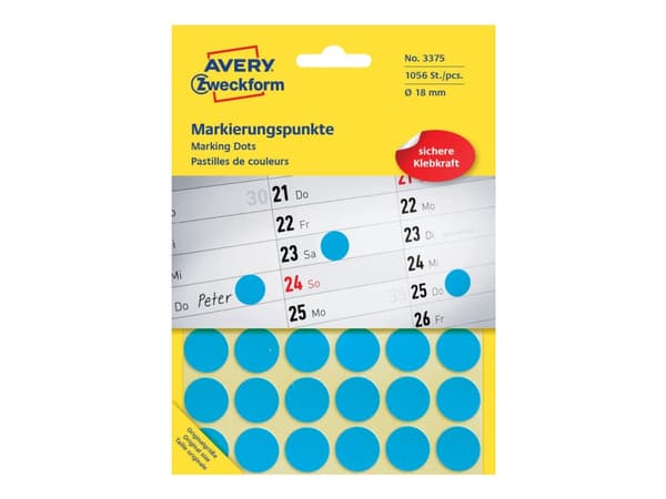 Avery Zweckform - Färgkodningspunkt - 1,8 cm diameter - blå (paket om 1056)
