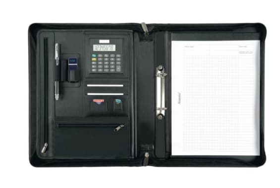 Jüscha 30062, Läder, Svart, A4, Visitkort, papper, Mittenspänne, 360 mm