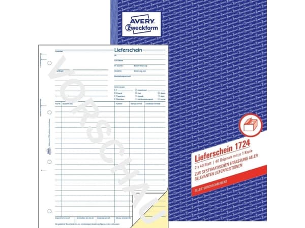Avery Zweckform - Leveringsskjema - 40 ark - A4 - dublett - karbonfri