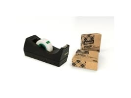 Scotch C38 + Scotch Magic 900 Greener Choice - Dispenser med kontortape (3 ruller) - skrivebord - 19 mm x 33 m - sort dispenser
