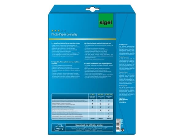 Sigel IP710, Bläckstråleutskrift, A4 (210x297 mm), Glansigt, 20 ark, 200 g/m ^, Vit