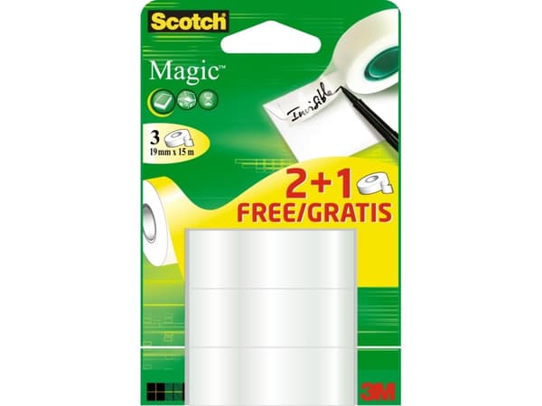 3M Scotch selvklebende film Magic 810, usynlig, verdipakke 19 mm x 15 m, matt/usynlig - 1 stk (8-1915P3)