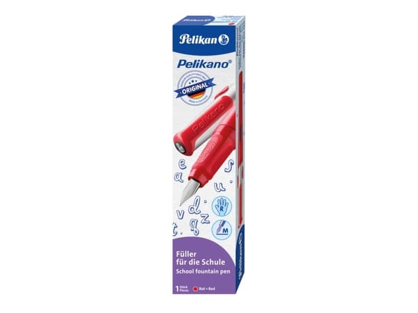 Pelikan 824460, Röd, Påfyllning med bläckpatronssystem, Blå, Rostfritt stål, Medium, Högerhänt