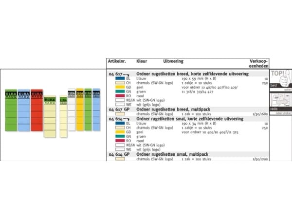 Elba Spine Label for Lever Arch Files 190 x 59 mm Blue, Sininen, 59 mm, 190 mm, 10 kpl, 10 arkkia