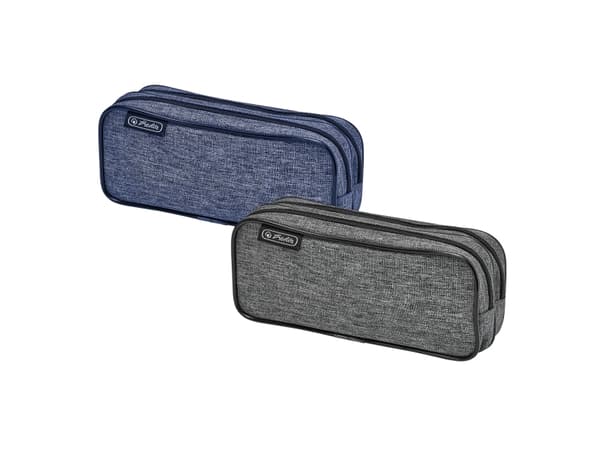 herlitz Doppel-Schlamper-Etui "Knitted Fabric", sortiert aus Nylon, 2 Fächer, 2 Reißverschlüsse, - 2 Stück (50027682)