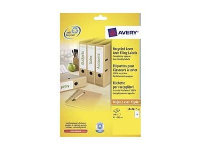 Avery LR4761 - Vit - 61 x 192 mm 100 etikett (er) (25 ark x 4) etiketter för filmappar
