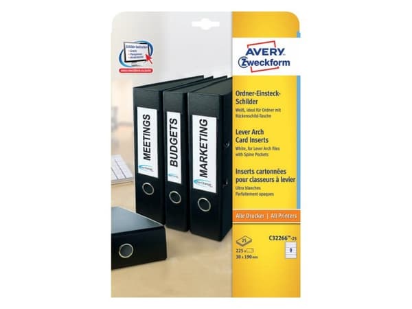 Avery - Hevearmetikett - for A4 - hvit (en pakke 225)