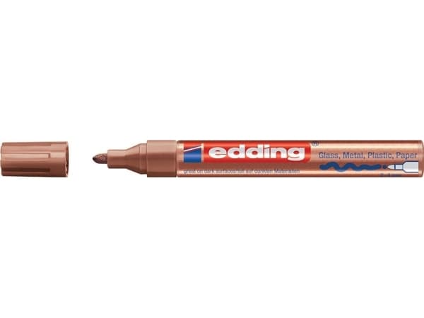 Edding 751, Brons, Projektilspets, Kopparfärg, Vit, Aluminium, Fin, 1 mm