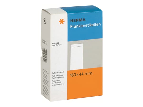HERMA Franking labels - Papper - matt - självhäftande - vit - 163 x 44 mm 500 etikett (er) (500 ark x 1) etiketter
