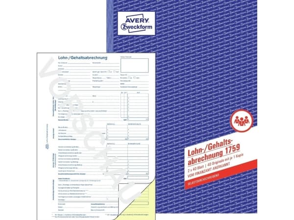 Avery 1759, Hvit, Gult, Fotoark kartong, A4, 210 x 297 mm, 40 sider, 2 stykker