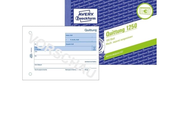 Avery 1250, Valkoinen, Pahvi, A6, 148 x 105 mm, 100 sivua