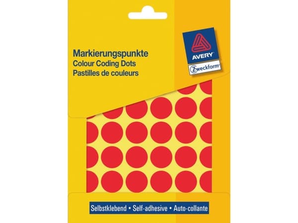 Avery Zweckform - Fargekodeprikk - 1,8 cm-diameter - rød (en pakke 1056)