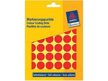 Avery Zweckform - Fargekodeprikk - 1,8 cm-diameter - rød (en pakke 1056)
