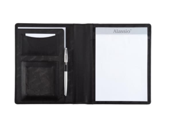 Jüscha 43004, Lær, Sort, A5, Visittkort, Papir, Spenne-åpningsmekanisme på midten, 230 mm