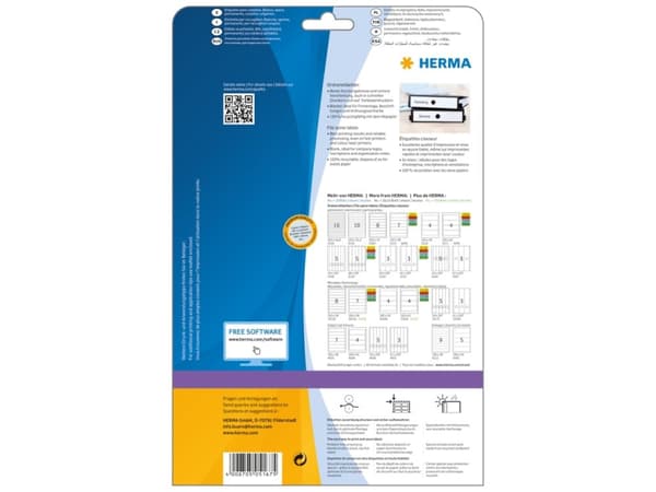 HERMA 5167, Vit, Rundad rektangel, Permanent, A4, papper, Matt