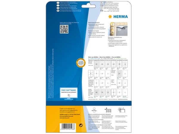 HERMA 4598, Hvit, Rektangel, Permanent, 105 x 148, A4, Papir