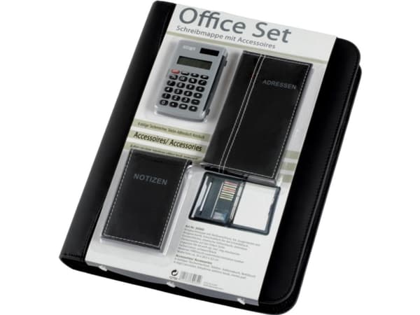 Alassio Office SET - Zippet mappe for dokumenter - kunstlær - svart