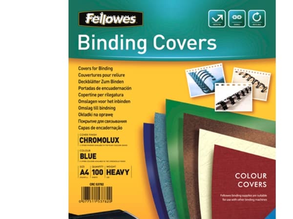 Fellowes Chromo - A4 (210 x 297 mm) - hvit - 250 g/m² - 100 stk innbindingsomslag i papp - for Fellowes Galaxy 500, Galaxy Wire, Pulsar+ 300, Quasar+