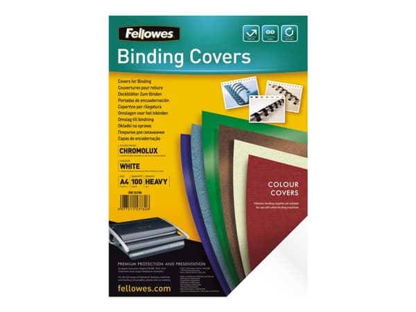Fellowes Chromo - A4 (210 x 297 mm) - hvit - 250 g/m² - 100 stk innbindingsomslag i papp - for Fellowes Galaxy 500, Galaxy Wire, Pulsar+ 300, Quasar+