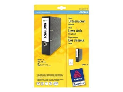 Avery L6061 - Hvit - 59 x 192 mm 400 stk. (100 ark x 4) etiketter for filmapper