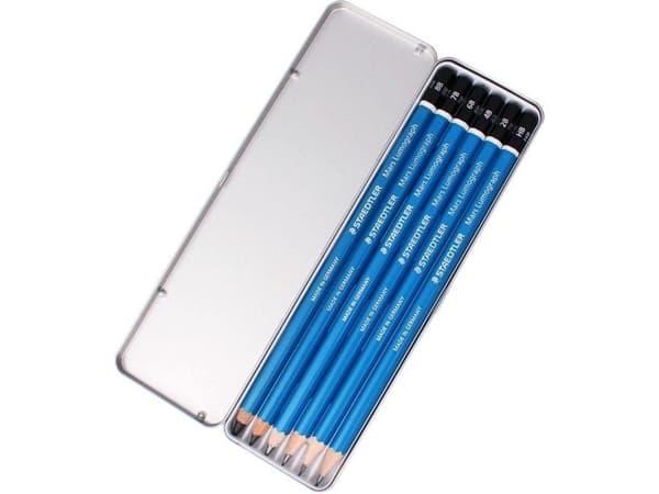 Tegneblyant Staedtler Mars Lumograph grafit 2mm ass. størrelser 2H, 4B, 6B, 7B, 8B, HB (6 stk.)