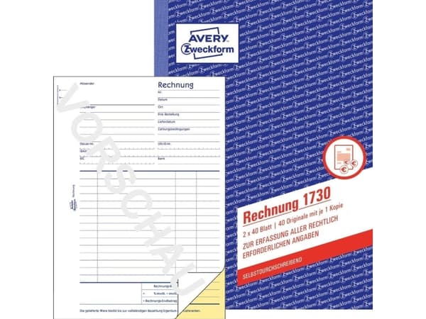 Avery 1730-5, Sininen, Valkoinen, A5, 148 x 210 mm, 40 sivua