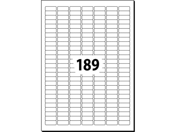Sigel LA202, Hvit, Avrundet rektangel, Avtakbar, 25,4 x 10 mm, A4 (210x297 mm), Universal