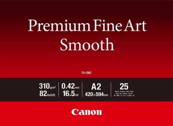 Canon Premium Fine Art FA-SM2 - Glatt - 16,5 mille - A2 (420 x 594 mm) - 310 g/m² - 82 pund - 25 ark fotopapir - for imagePROGRAF PRO-1000